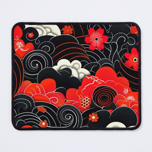Item preview, Asian Red Flowers And Swirling Black White Designs   designed and sold by DEC02.