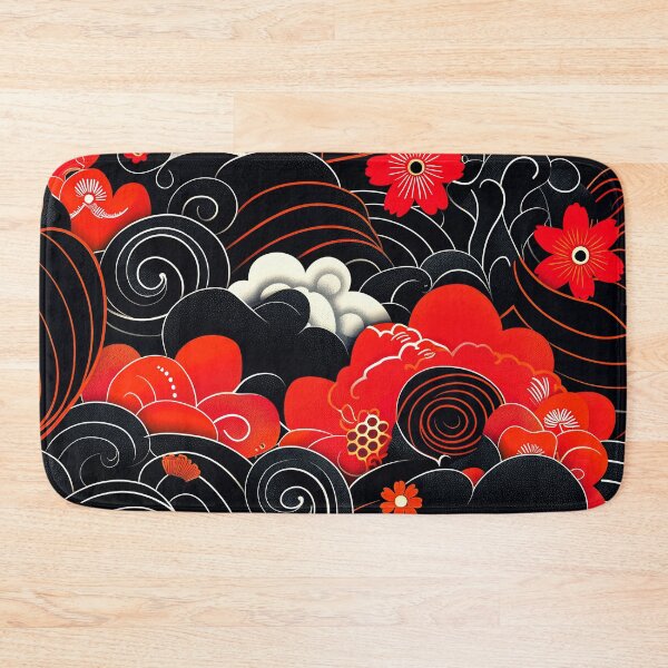 Item preview, Asian Red Flowers And Swirling Black White Designs   designed and sold by DEC02.