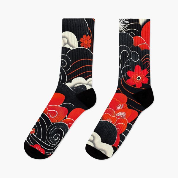 Item preview, Asian Red Flowers And Swirling Black White Designs   designed and sold by DEC02.