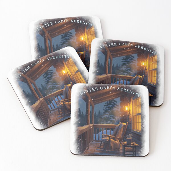 Item preview, Winter Cabin Serenity Cozy Porch Snow Art designed and sold by Falconwolf.