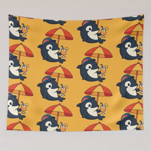 Item preview, Cute Orca Whale drinking Coctail designed and sold by Animal Aura Studio.