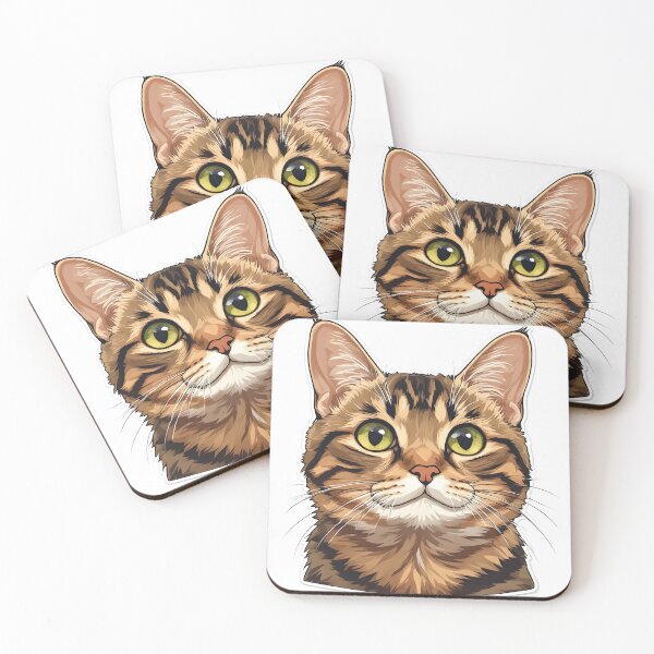 Item preview, Realistic Tabby Cat Head | Cute Brown Cat Portrait | Big Eye Kitty designed and sold by Karolina’s Cozy Creations.