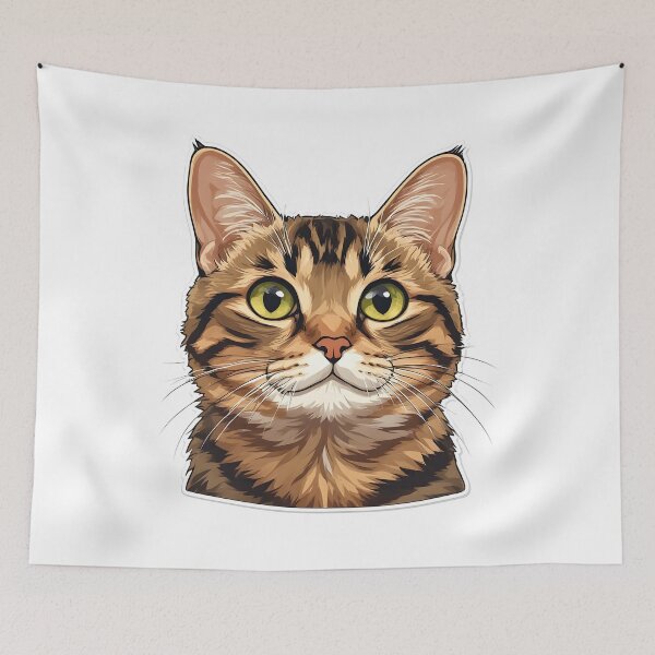 Item preview, Realistic Tabby Cat Head | Cute Brown Cat Portrait | Big Eye Kitty designed and sold by Karolina’s Cozy Creations.