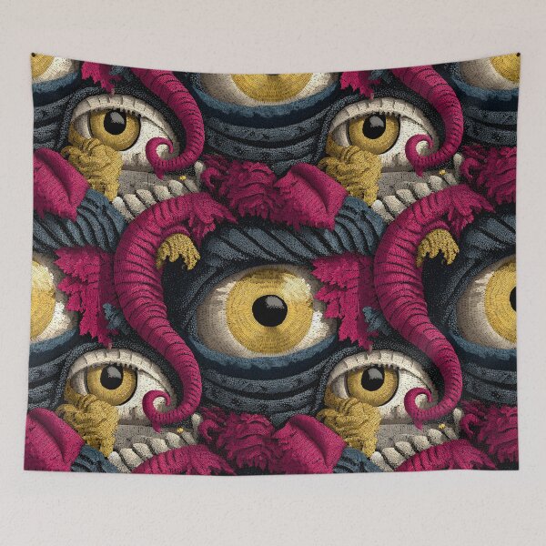 Item preview, Creepy Multi-eyed Monster Retro Surrealistic Horror Pattern designed and sold by SecretDicer.