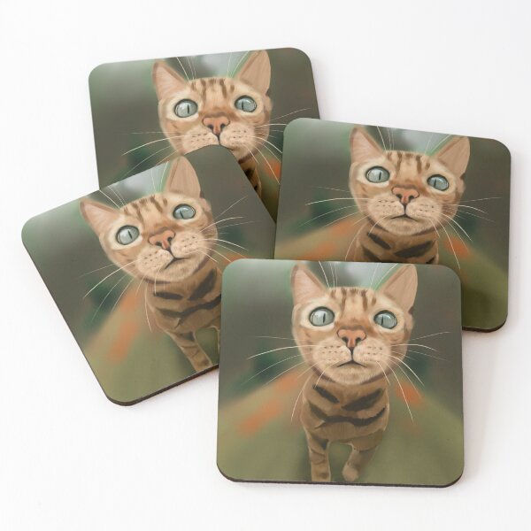 Item preview, Curious Cat Illustration – Whimsical Big Eyed Tabby Art Print designed and sold by jassoart.