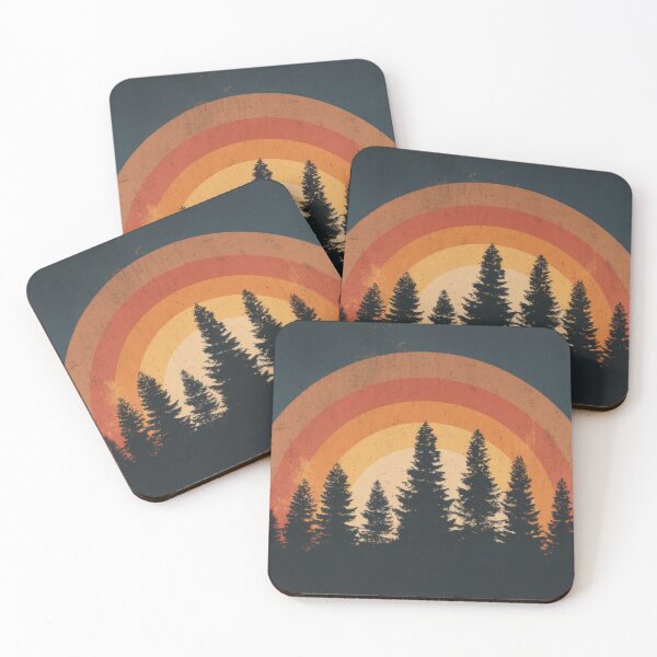 Item preview, Sunset over a forest with a rainbow designed and sold by anytka.