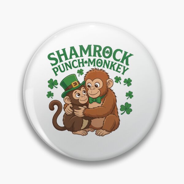 Item preview, St. Patrick's Day Shamrock Punch Monkey - Lucky Green Hug designed and sold by KubbyArt.