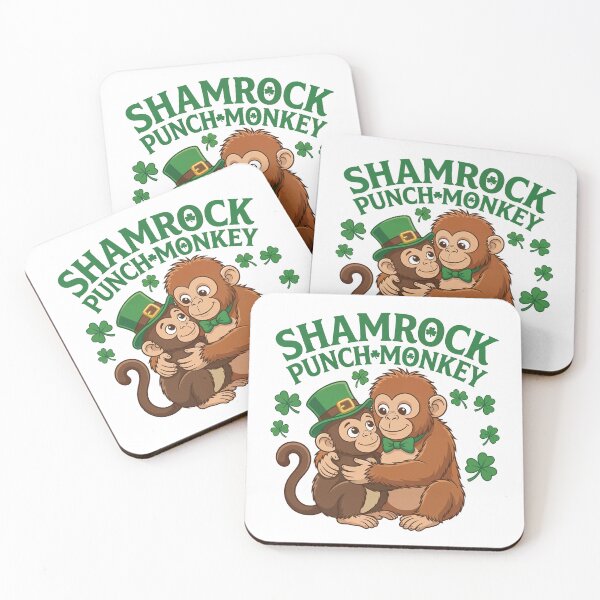Item preview, St. Patrick's Day Shamrock Punch Monkey - Lucky Green Hug designed and sold by KubbyArt.