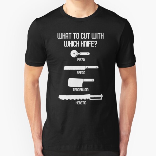 What to Cut with Which Knife - Wargaming Meme Chart Slim Fit T-Shirt