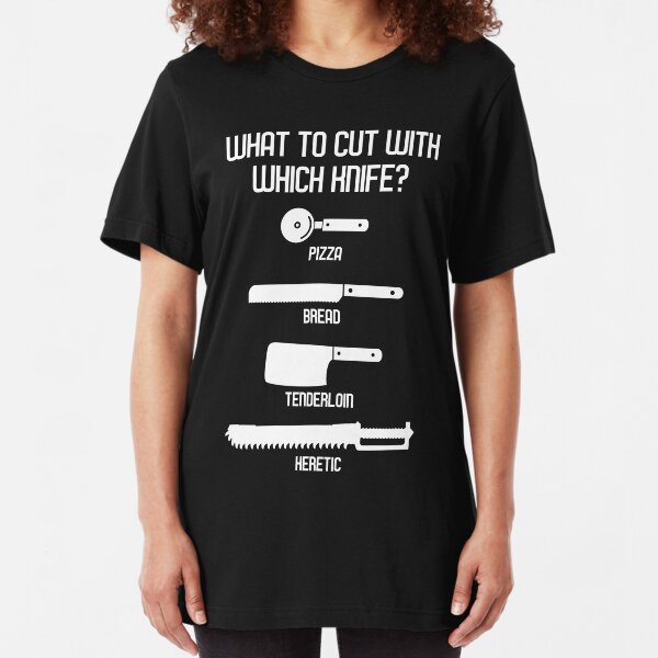 What to Cut with Which Knife - Wargaming Meme Chart Slim Fit T-Shirt