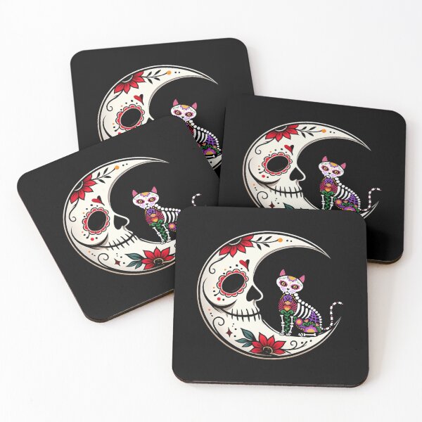 Item preview, Sugar Skull Moon with Calavera Cat designed and sold by CyrilloArt.