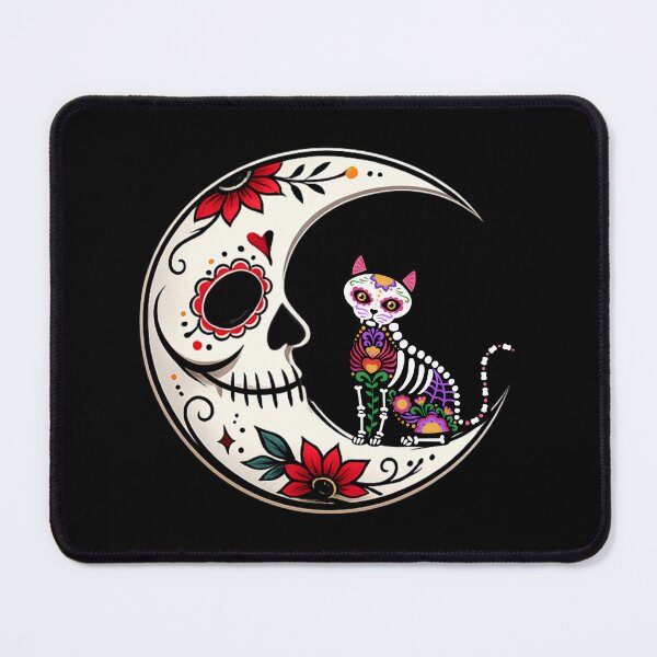 Item preview, Sugar Skull Moon with Calavera Cat designed and sold by CyrilloArt.
