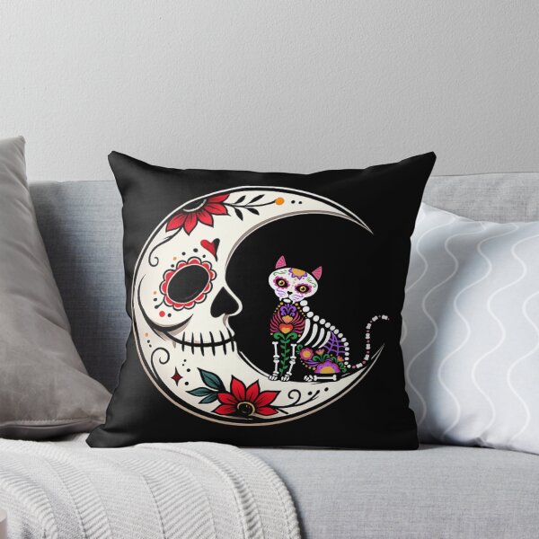 Item preview, Sugar Skull Moon with Calavera Cat designed and sold by CyrilloArt.