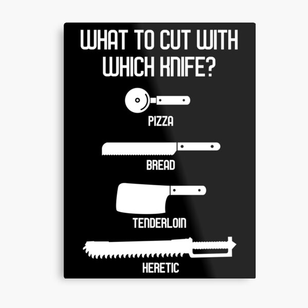 What to Cut with Which Knife - Wargaming Meme Chart Metal Print
