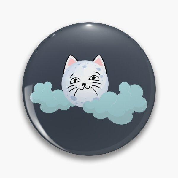 Item preview, Smiling Cute Moon Cat with Soft Teal Clouds designed and sold by ChathuStrokes.