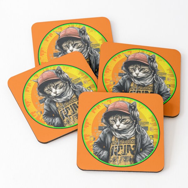Item preview, Street Urban DJ Cat – Cool Cat Headphones Art designed and sold by Analog Aura .
