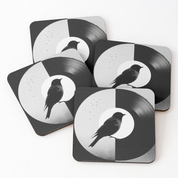 Item preview, Bird on record in black and white designed and sold by anytka.