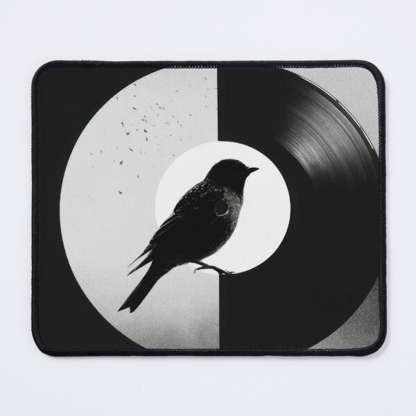 Item preview, Bird on record in black and white designed and sold by anytka.
