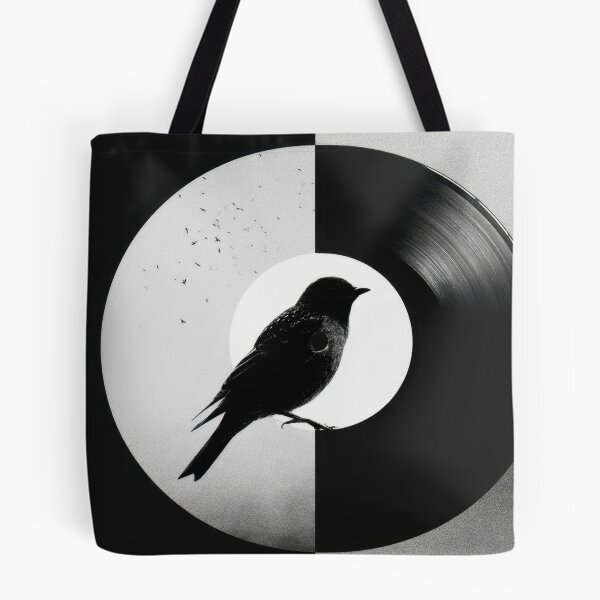 Item preview, Bird on record in black and white designed and sold by anytka.