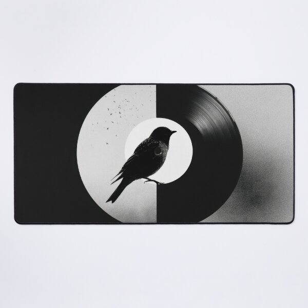 Item preview, Bird on record in black and white designed and sold by anytka.