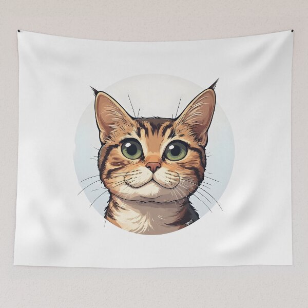 Item preview, Cute Tabby Cat Head Illustration | Big Eye Kitty Portrait designed and sold by Karolina’s Cozy Creations.