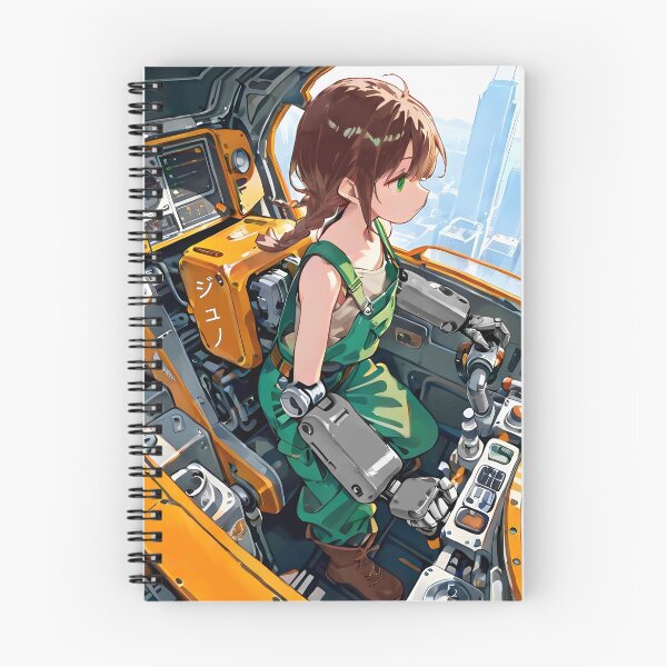 Item preview, JUNO: Yellow Mech Cockpit Pilot | Cute Solarpunk Anime Girl designed and sold by Sytrics.