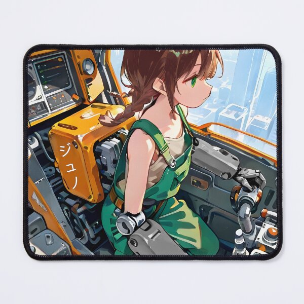 Item preview, JUNO: Yellow Mech Cockpit Pilot | Cute Solarpunk Anime Girl designed and sold by Sytrics.