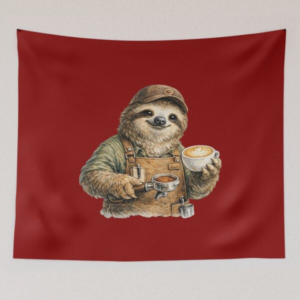 Item preview, Cute Barista Sloth Clipart designed and sold by Felixuss.