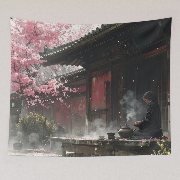 Item preview, Zen Japanese Temple — Sakura Ritual Wabi Sabi Art designed and sold by Schoenenwald - Illustrations Uniques et Originales.