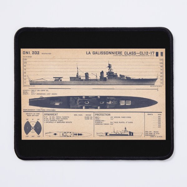 Item preview, La Galissonnière Class Cruiser WW2 French Ship Silhouettes Diagrams designed and sold by MilitaryMart.