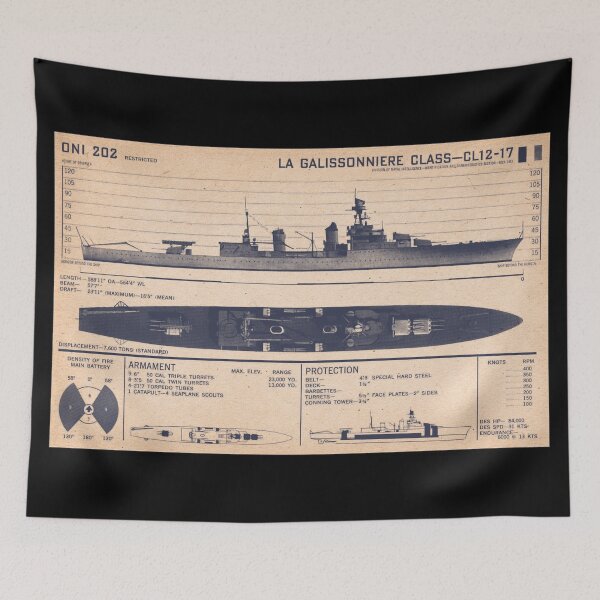 Item preview, La Galissonnière Class Cruiser WW2 French Ship Silhouettes Diagrams designed and sold by MilitaryMart.