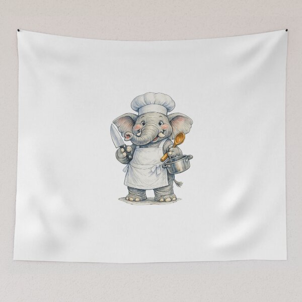 Item preview, Cute Chef Elephant Clipart designed and sold by Felixuss.
