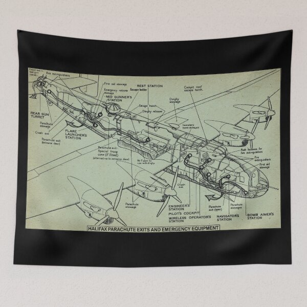 Item preview, Halifax Bomber Escape Exits WW2 Diagram Infographic designed and sold by MilitaryMart.