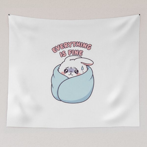 Item preview, Everything Is Fine Cute Bunny Sticker – Funny Anxiety Meme Kawaii Aesthetic designed and sold by MongOficial.