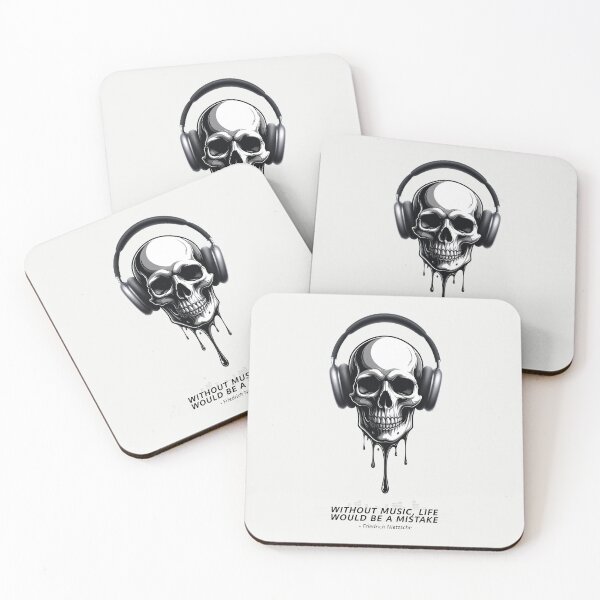 Item preview, Music Skull Headphones Dripping Quote Without Music Life Would Be A Mistake designed and sold by PixelQ.