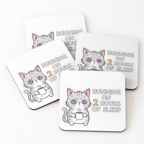 Item preview, Running On 2 Hours Of Sleep Cat Sticker – Funny Tired Coffee Meme designed and sold by MongOficial.