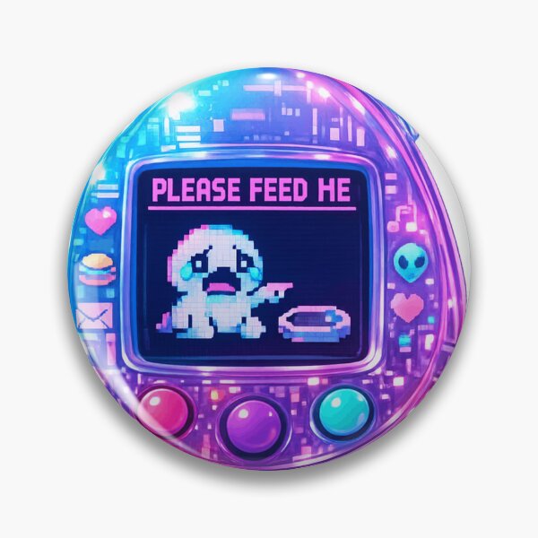 Item preview,  Please Feed Me Anxious Cyber Pet Retro 90s Kawaii designed and sold by Retro Mood Co.