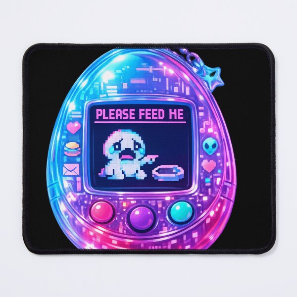 Item preview, Please Feed Me Anxious Cyber Pet Retro 90s Kawaii designed and sold by Retro Mood Co.