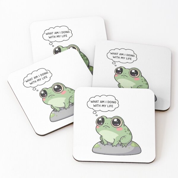 Item preview, What Am I Doing With My Life Frog Sticker – Funny Existential Meme designed and sold by MongOficial.