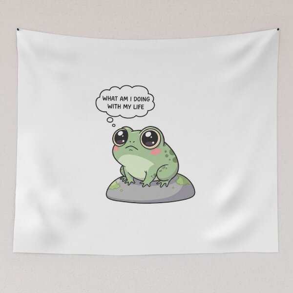 Item preview, What Am I Doing With My Life Frog Sticker – Funny Existential Meme designed and sold by MongOficial.