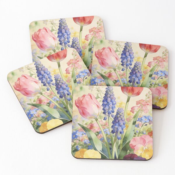 Item preview, Colourful Cottage Garden Print | Vintage Spring Floral Wall Art designed and sold by QuietCanvasArtworks.