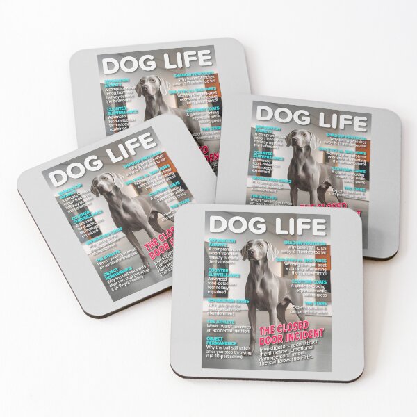 Item preview, Dog Life: The Closed Door Incident — Funny Weimaraner Magazine Cover designed and sold by FrancophileFun.