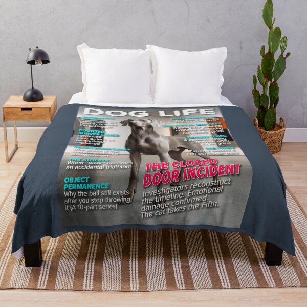Item preview, Dog Life: The Closed Door Incident — Funny Weimaraner Magazine Cover designed and sold by FrancophileFun.