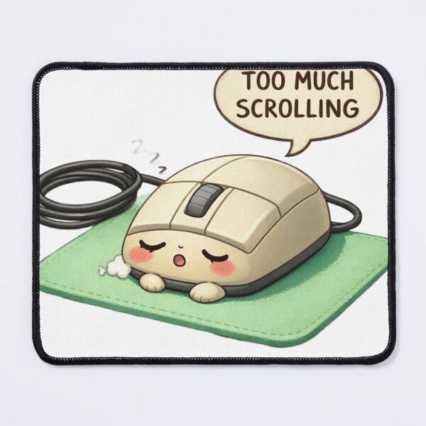 Item preview, Too Much Scrolling Tired Retro Computer Mouse Kawaii designed and sold by Retro Mood Co.