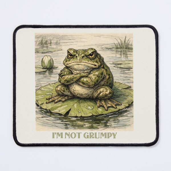 Item preview, Vintage Style Grumpy Frog Pond Lily Pad  designed and sold by dancingchickenstudio.