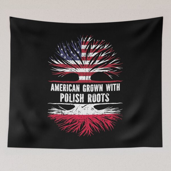 Item preview, American Grown with Polish Roots USA Flag designed and sold by CosmoKitsch.