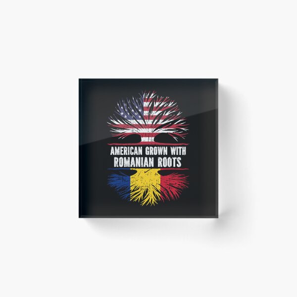 Item preview, American Grown with Romanian Roots USA Flag designed and sold by CosmoKitsch.