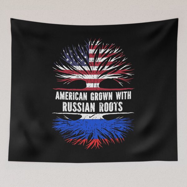 Item preview, American Grown with Russian Roots USA Flag designed and sold by CosmoKitsch.