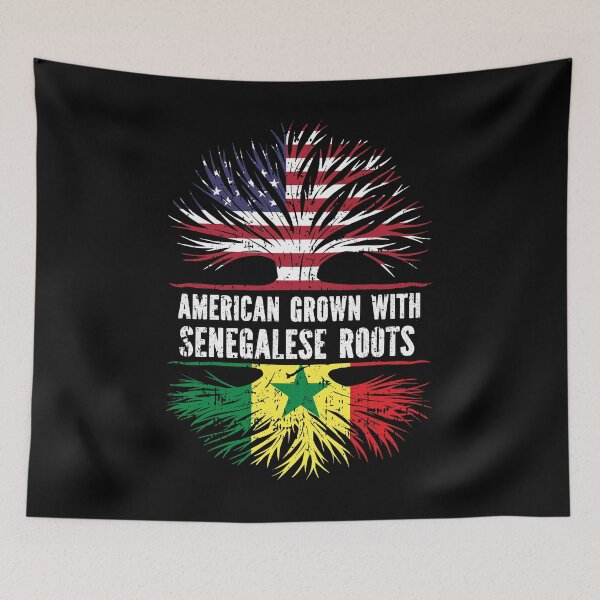 Item preview, American Grown with Senegalese Roots USA Flag designed and sold by CosmoKitsch.