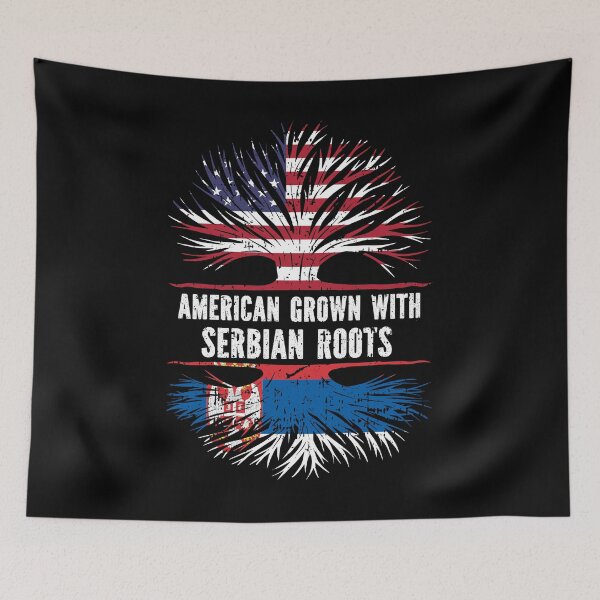 Item preview, American Grown with Serbian Roots USA Flag designed and sold by CosmoKitsch.